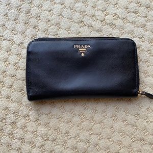 Authentic Prada black leather wallet